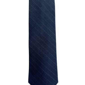Brunello Cucinelli schmale gestreifte Herren-Krawatte aus Wolle – Marineblau