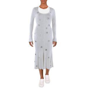 Geripptes Strickkleid mit Strass für Jugendliche