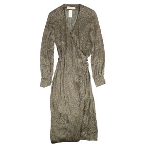 Langärmeliges Wickelkleid – Mehrfarbig