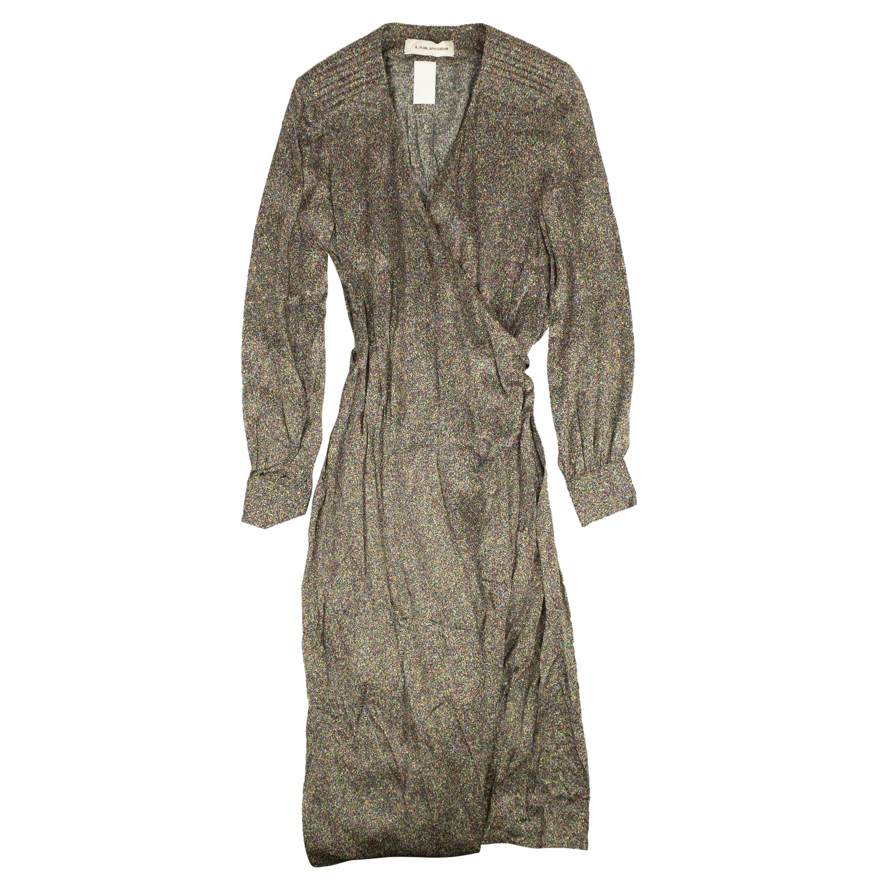 Langärmeliges Wickelkleid – Mehrfarbig