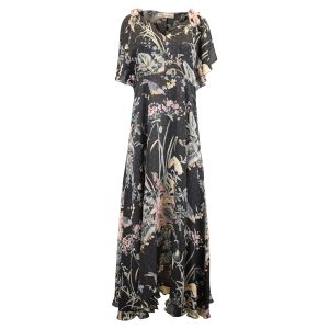 Red Valentino bedrucktes Seiden-Midikleid mit Schulter-Cut-outs – Schwarz – 7733640396860