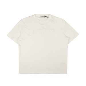 Kurzarm-T-Shirt aus Baumwolle mit gesticktem Logo – Weiß