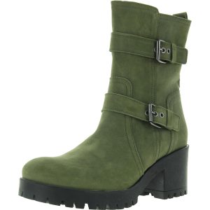 Wadenlange Velourslederstiefel mit Reißverschluss
