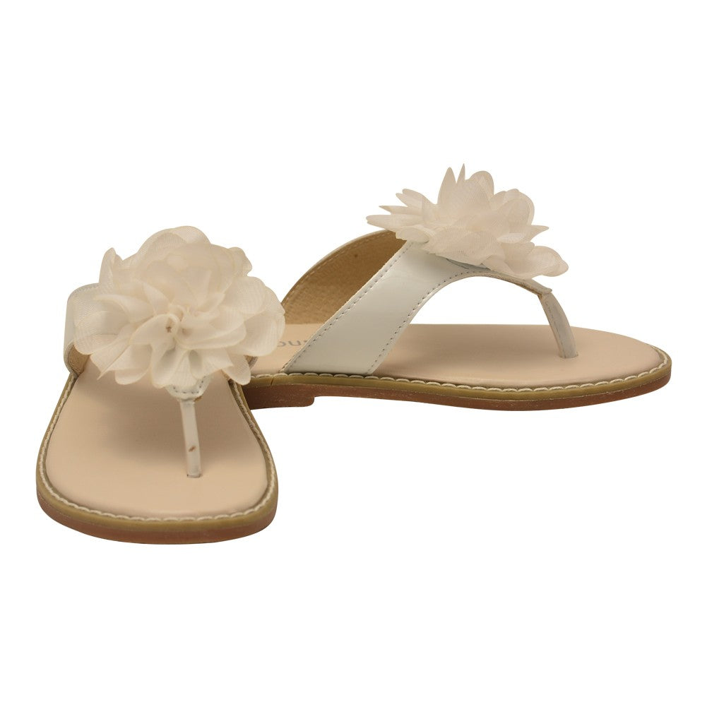 Zehentrenner-Sandalen – Mädchen, Weiß, Organza, Blume, Kinder – 5 Toddler-4 Kids