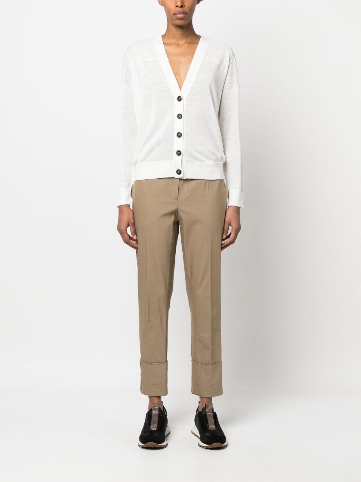 Brunello Cucinelli Strickjacke – Damen, Weiß, Schulter, mit Pailletten, Detail