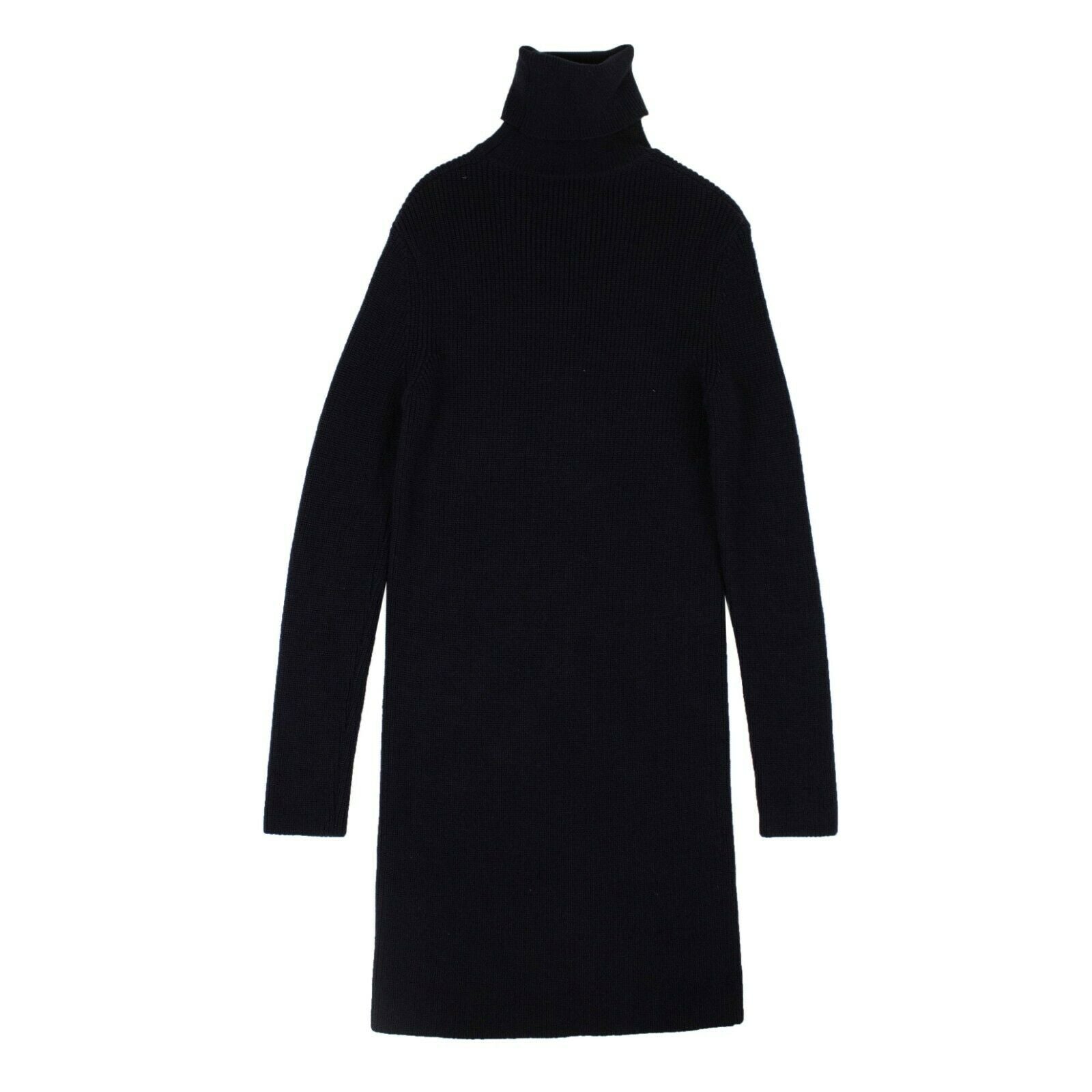 Strick-Midikleid mit Rollkragen – Marineblau