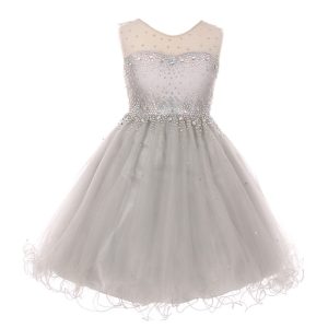 Kleid – größere Mädchen, glitzernd, mit Strass, transparentes Detail, Tüll, Party, festlich – 12-14