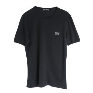 Dolce & Gabbana T-Shirt – Logoplakette, Schwarz, Baumwolle