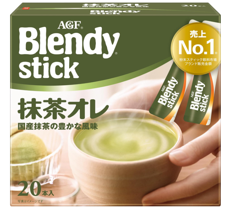 AGF Blendy Grüntee – Stick, Matcha, mit Milch, Milch, 20 Packungen, hergestellt in Japan