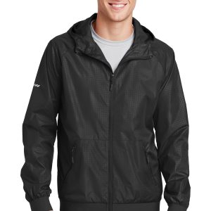 Sport-Tek Herren-Kapuzenwindjacke mit Prägemuster – JST53