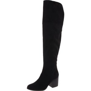 Overknee-Stiefel – Schlitz, Velourslederimitat