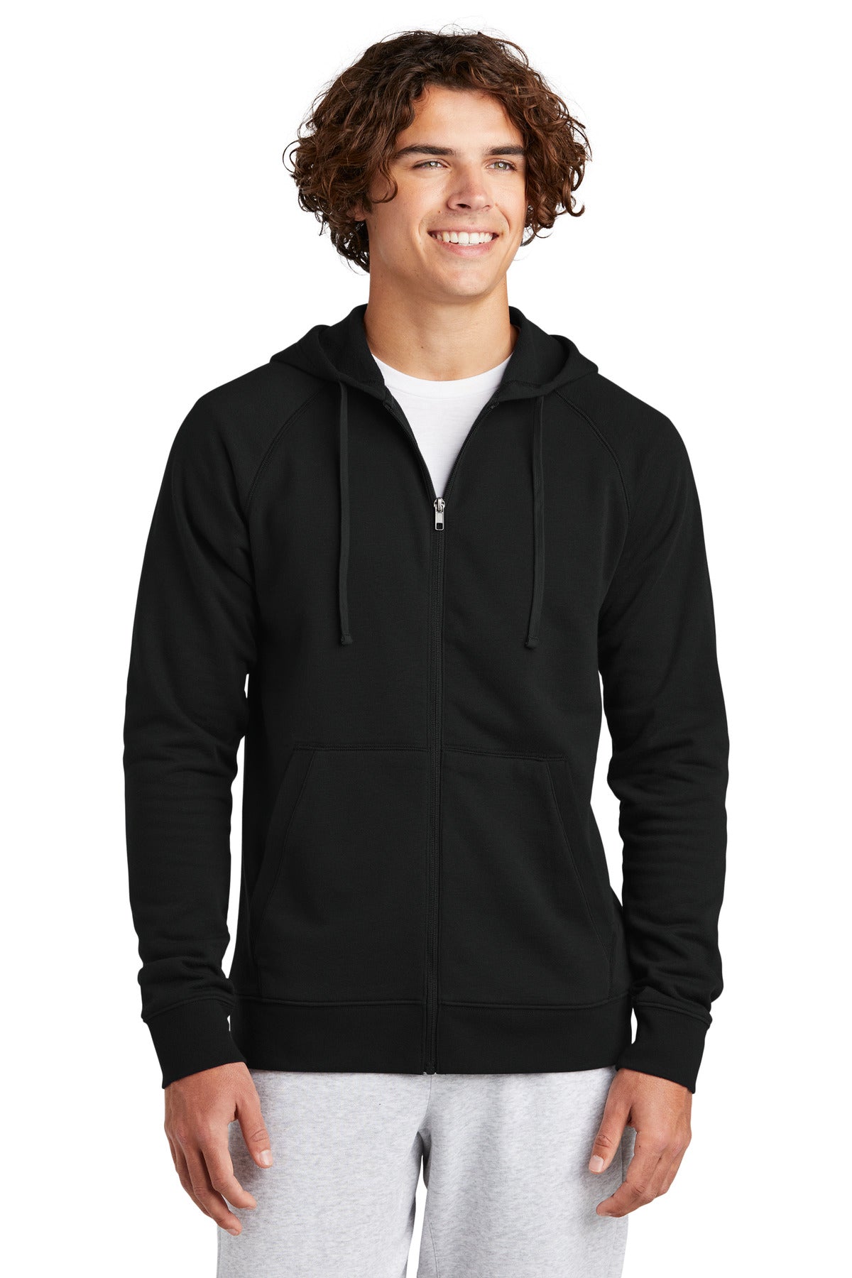 Sport-Tek Drive Jacke – Herren, Fleece, mit Kapuze, durchgehender Reißverschluss