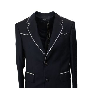 Jacke – Schwarz, Kristall, Besatz, einreihig