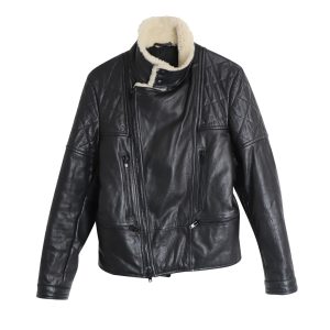 Givenchy Jacke – Lammfell, mit Besatz, gesteppt, Schwarz, Leder