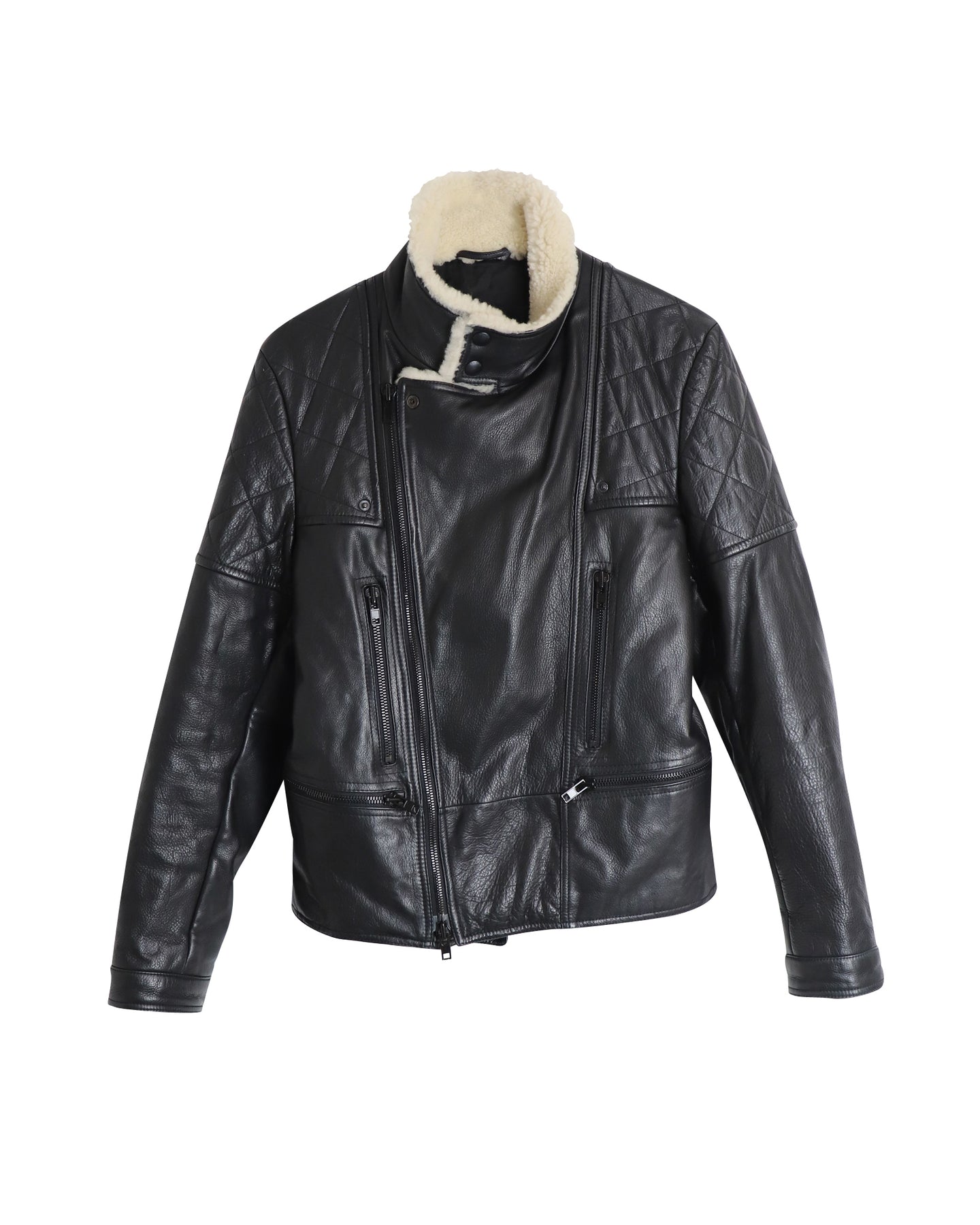 Givenchy Jacke – Lammfell, mit Besatz, gesteppt, Schwarz, Leder
