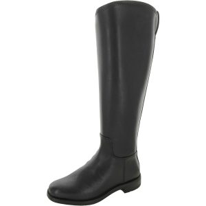 Kniehohe Lederstiefel mit runder Schuhspitze