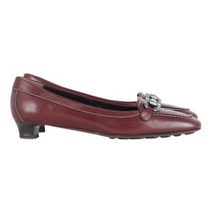 Salvatore Ferragamo Loafer aus Leder mit niedrigem Absatz – Bordeauxrot
