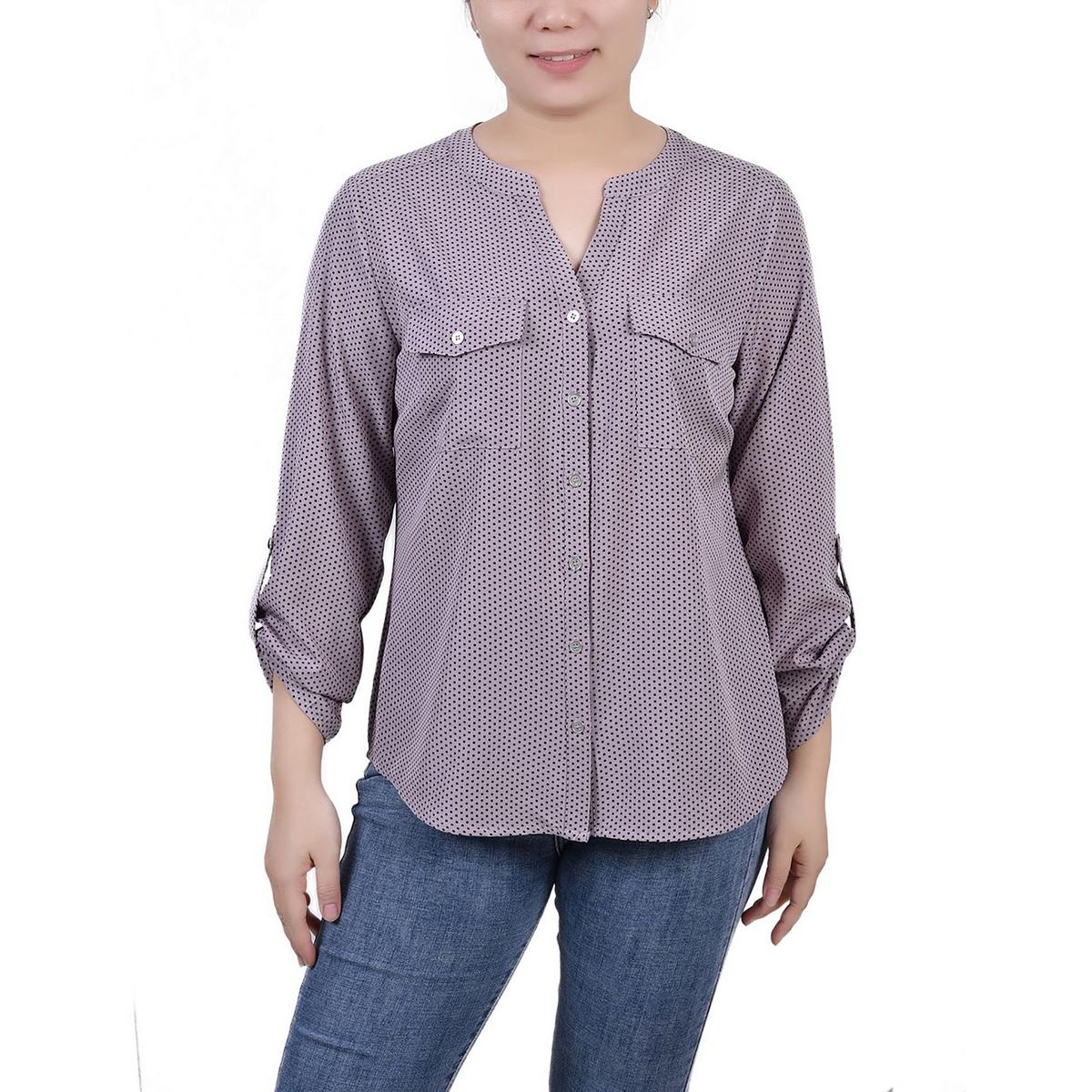 Bluse – Petite-Größen, Knopfleiste vorne, Langarm