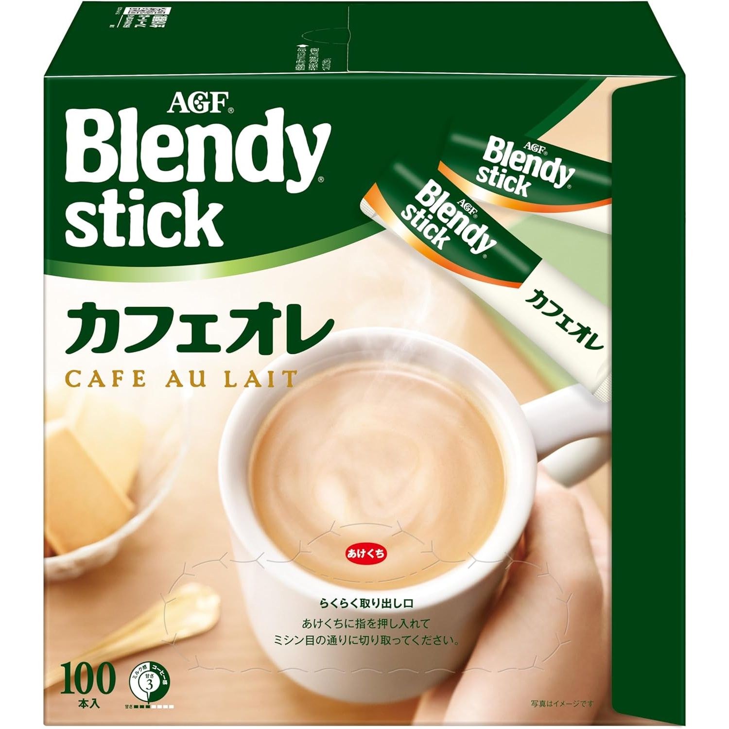 AGF Blendy Kaffee – Stick, Café, mit Milch, 100 Sticks, Instant, Stick, hergestellt in Japan