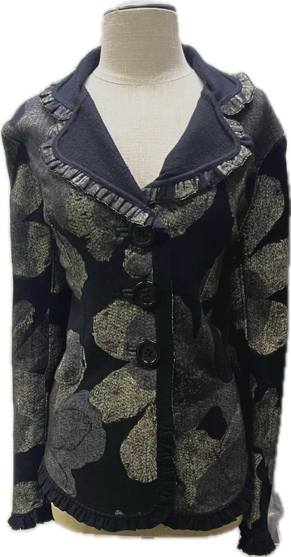 Jacke mit Blumenmuster – 7223Oliv