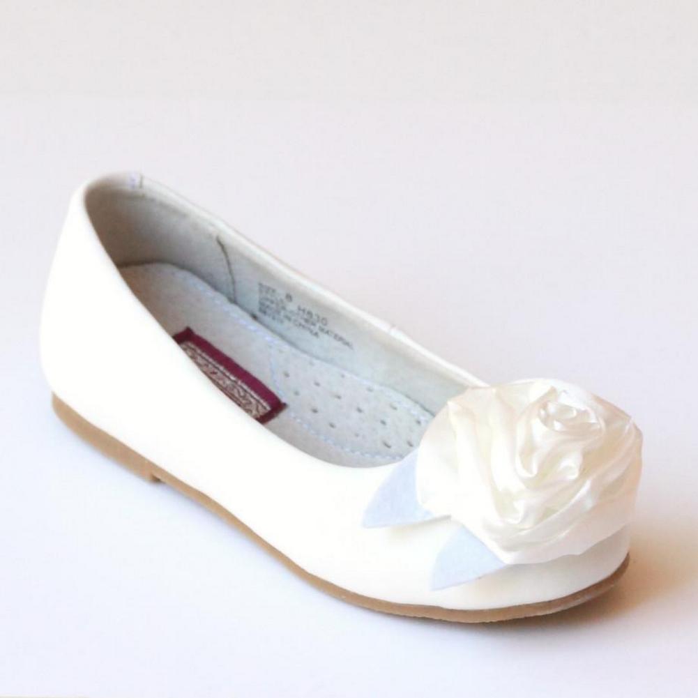 Flache Schuhe – kleine Mädchen, Weiß, festlicher Anlass, Rosette, Kinder – 11-4