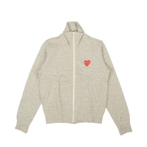 Baumwoll-Sweatshirt mit 5 roten Herzen – Grau