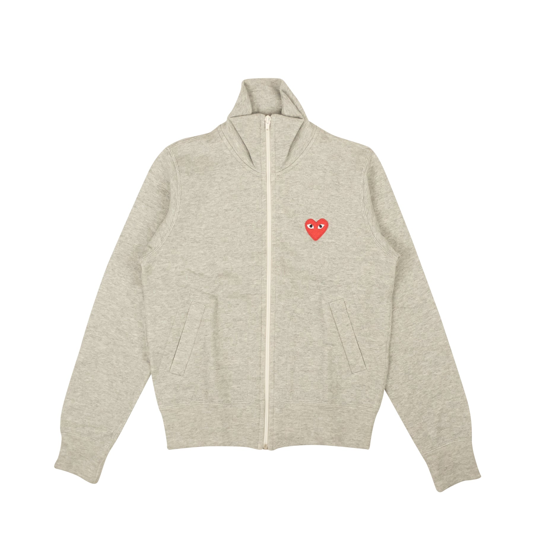 Baumwoll-Sweatshirt mit 5 roten Herzen – Grau