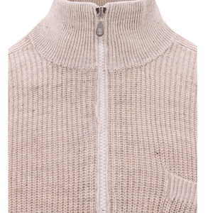 Brunello Cucinelli Pullover – Herren, halber Reißverschluss, Beige