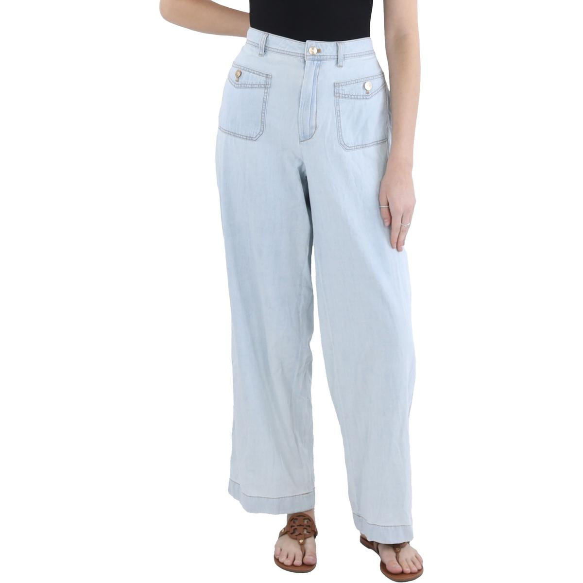 Jeans – aufgesetzte Taschen, helle Waschung, weites Bein