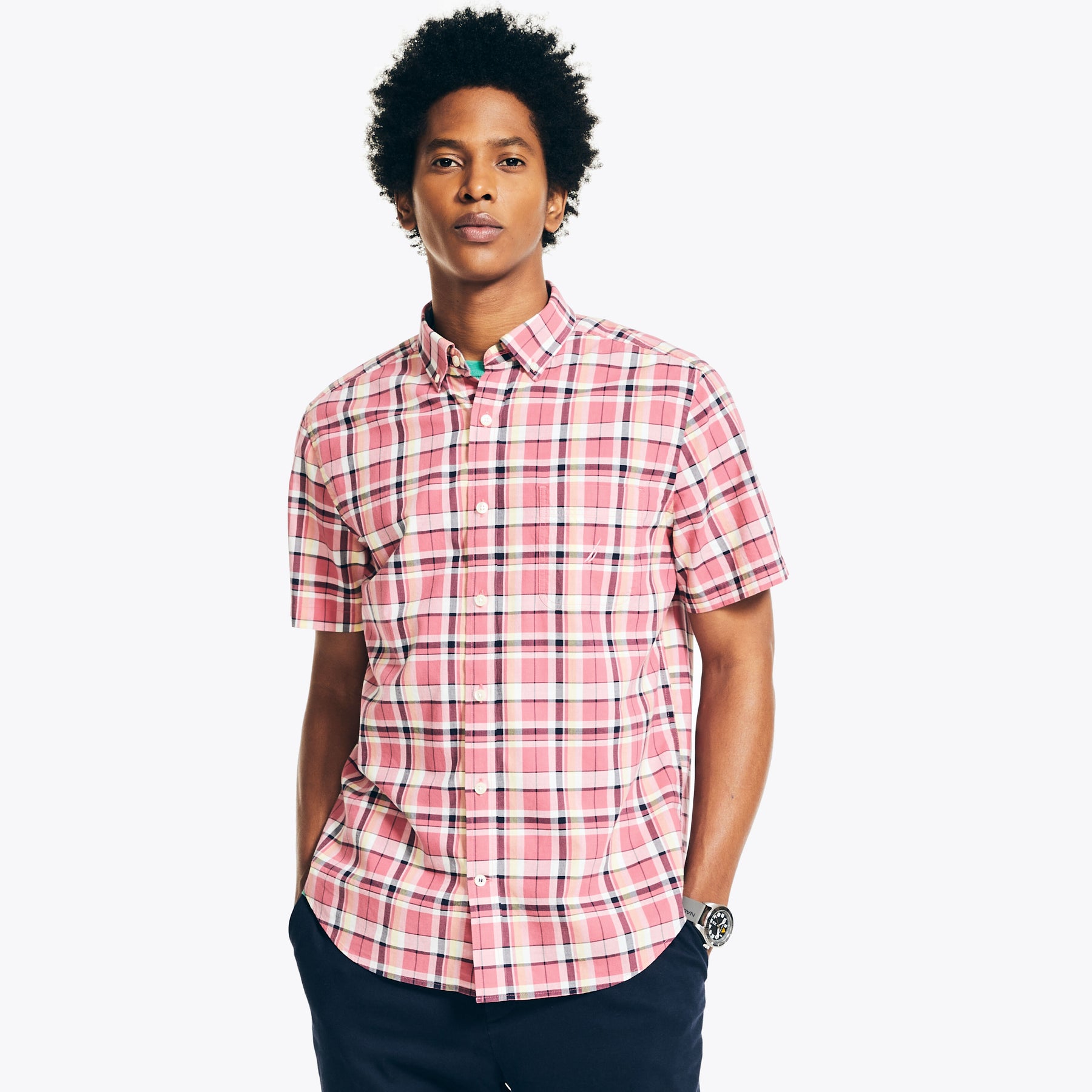 Nautica Sustainably Crafted Hemd – Herren, Karomuster, Kurzarm