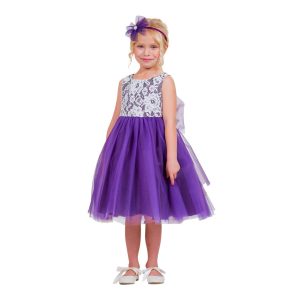Kleid – größere Mädchen, Lila, mit Spitze, Tüll, ärmellos, Ostern – 8-12