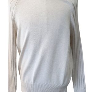 Brunello Cucinelli Pullover – Weiß, Raglan, Ärmel, Herren, Baumwolle