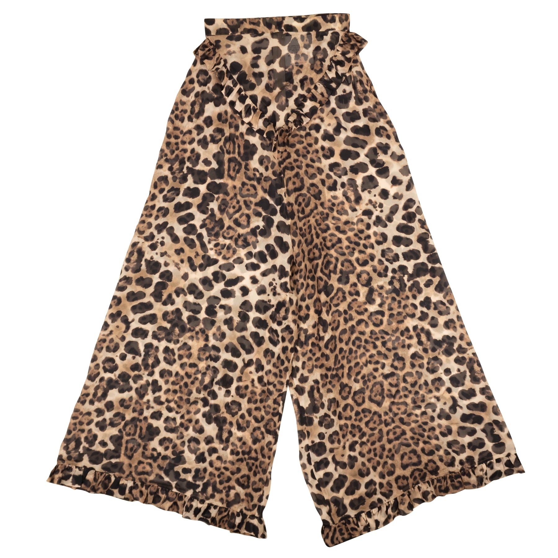 Rodarte Hose – Leopardenmuster, Seide, gerüscht, Braun