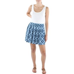 Kleid – Junior, Karomuster, ärmellos, tailliert mit ausgestelltem Rock
