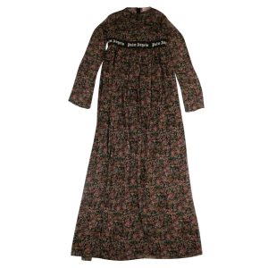 Langes Kleid mit Blumenmotiv und Logo