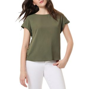 Bluse – Petite-Größen, Rundhalsausschnitt, Ärmel mit Manschette