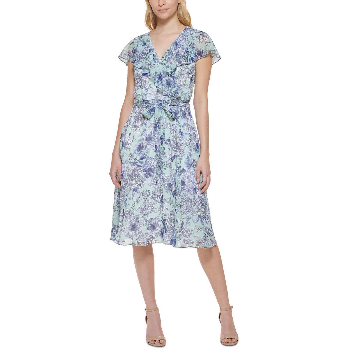 Kleid – Petite-Größen, Chiffon, Blumenmuster, tailliert mit ausgestelltem Rock