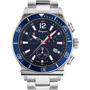 Ferragamo Quarz-Armbanduhr – Herren, Blau – 44mm
