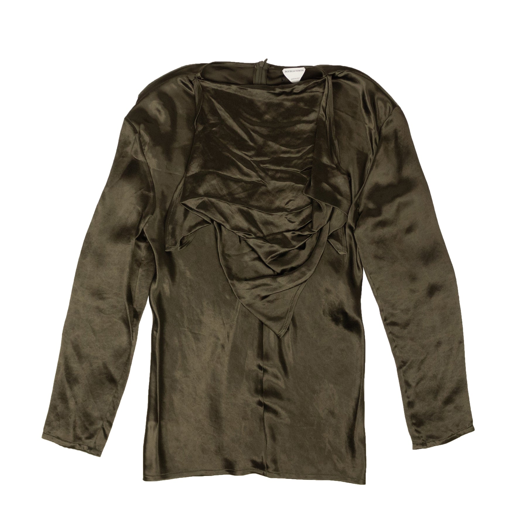 BOTTEGA VENETA Top – neu mit Etikett, Olivgrün, gewaschen, Cupro, Bandana-Stil