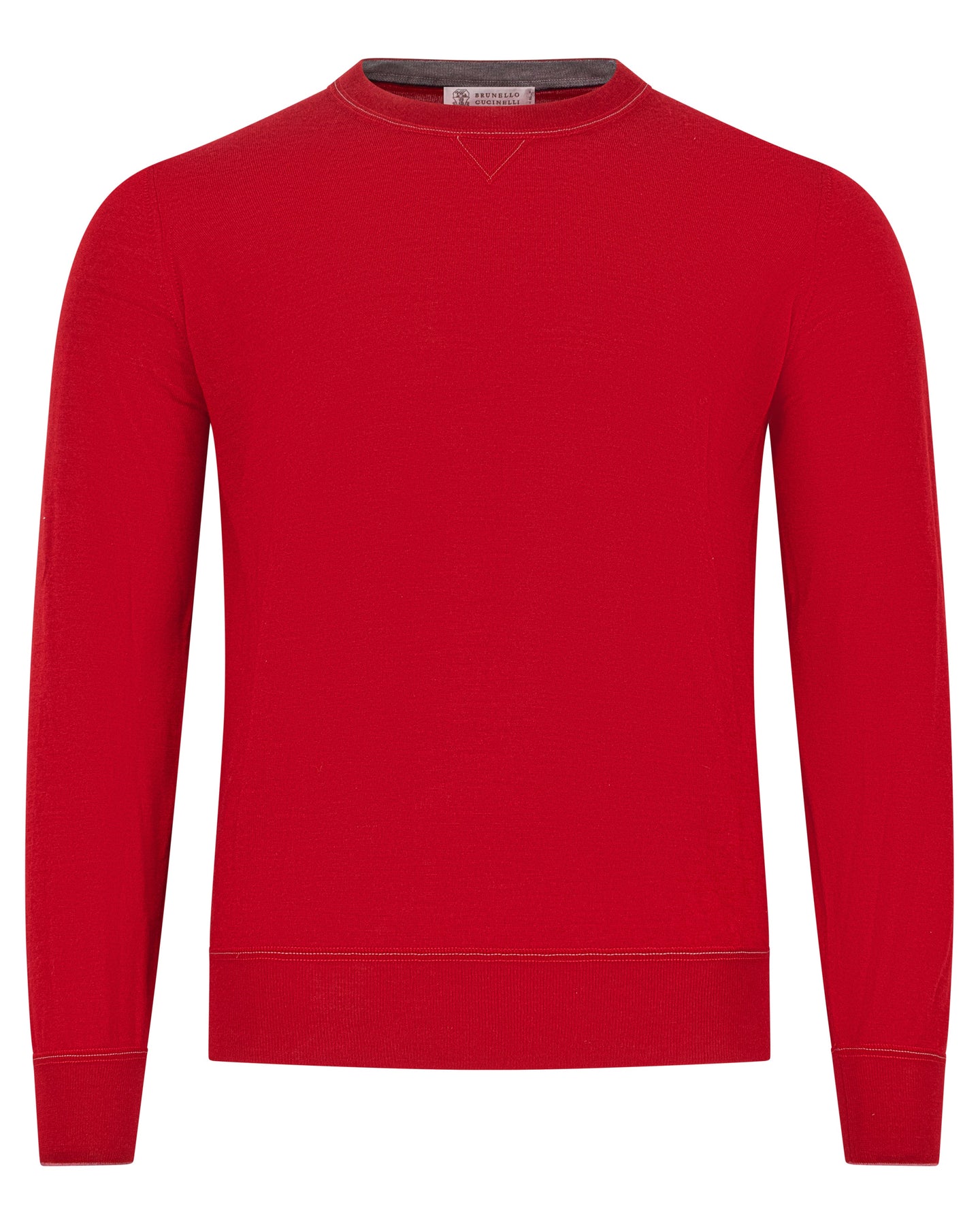 Brunello Cucinelli leichter Herren-Kaschmirpullover mit Rundhalsausschnitt – Rot