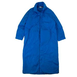Mantel – Damen, Blau, lang, bauschig gepolstert