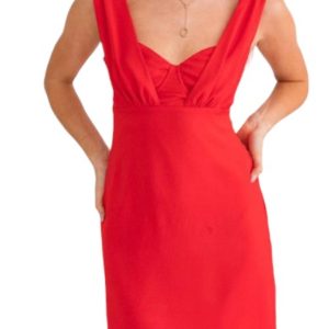 Minikleid – Schulterriemen, Detail, Rot