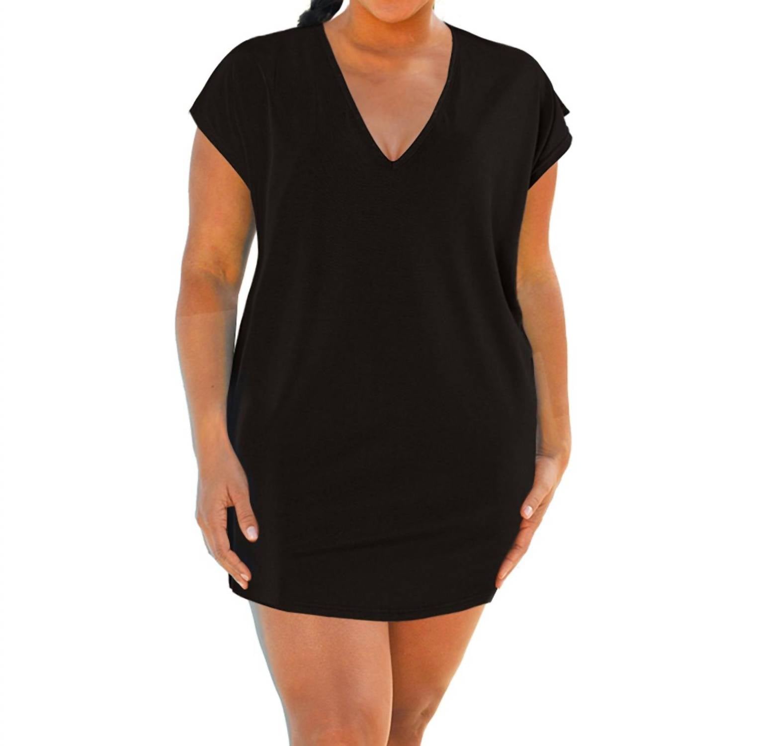 Kleid – große Größen, Jersey, Cut-outs, Strandüberwurf, Schwarz