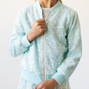 Jacke – Aqua, mit Pailletten