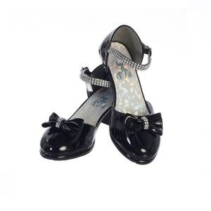 Bella Schuhe – Mädchen, Schwarz, Lackoptik, mit Strass, Kinder – 9 Toddler-5 Kids