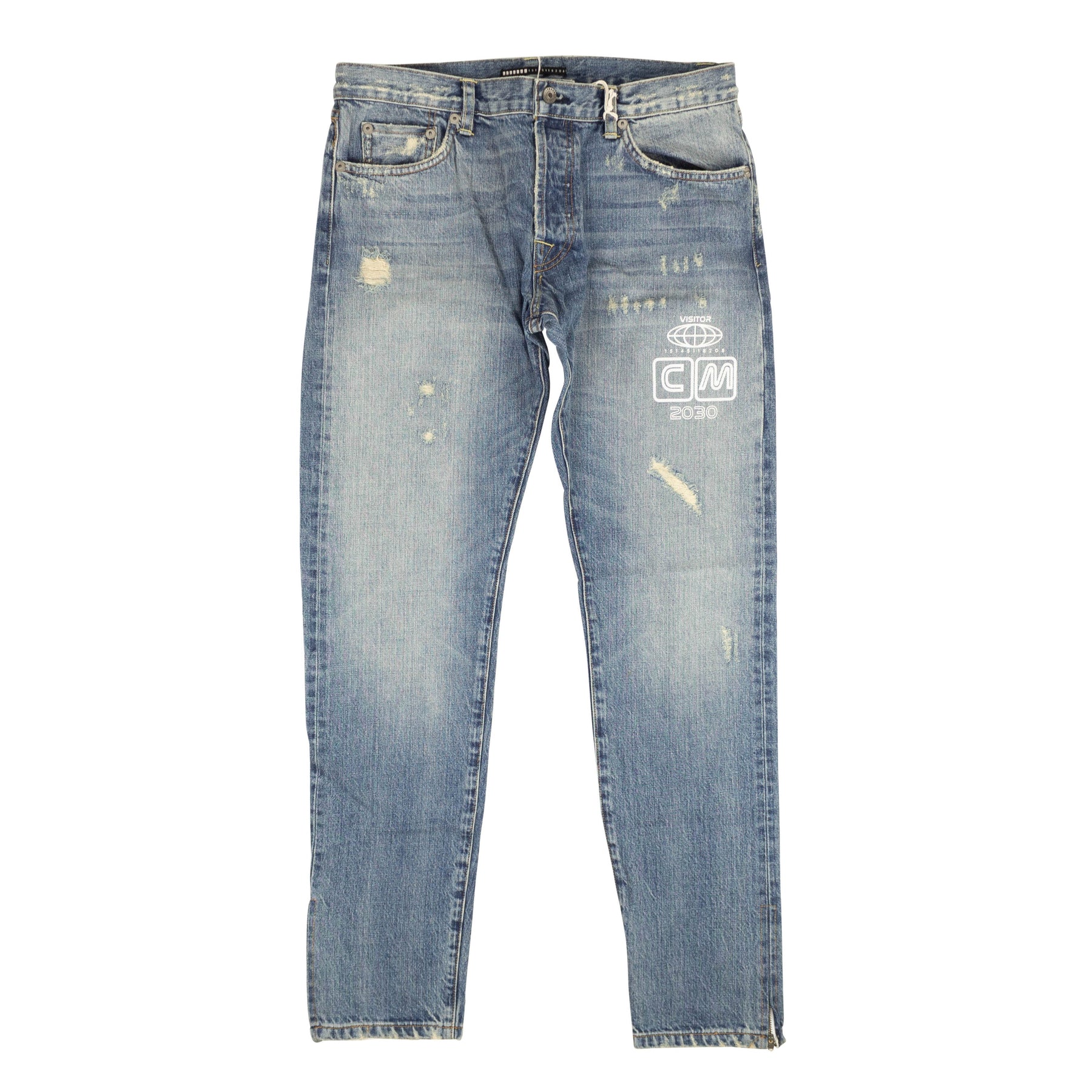 Visitor On Earth Jeans – Used-Effekt, Blau