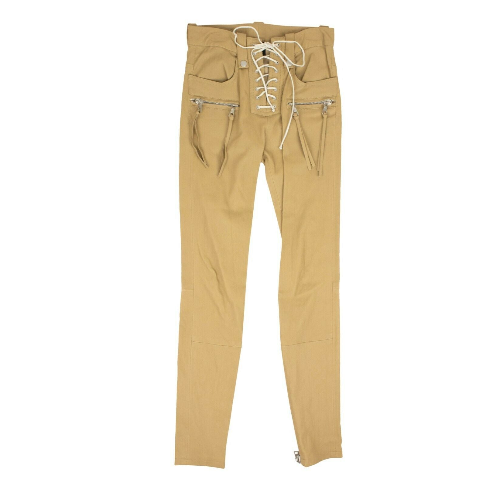 Unravel Project enge Lederhose mit Schnürung – Beige