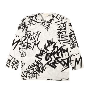 Langarm-T-Shirt aus Jersey mit Grafikmotiv – Weiß