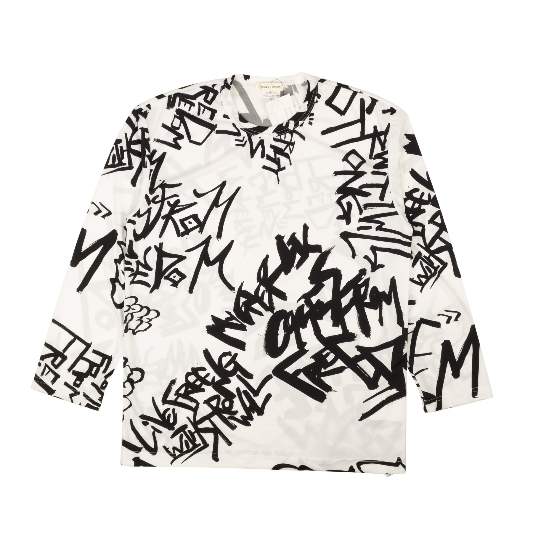 Langarm-T-Shirt aus Jersey mit Grafikmotiv – Weiß