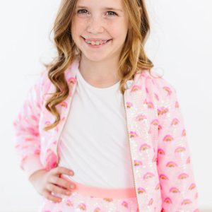 Jacke – Rosa, Regenbogenmotiv, mit Pailletten
